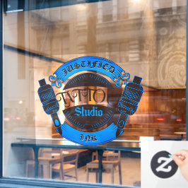 Pas Blue Tattoo Shop Bedrijfsgevel aan Raamsticker