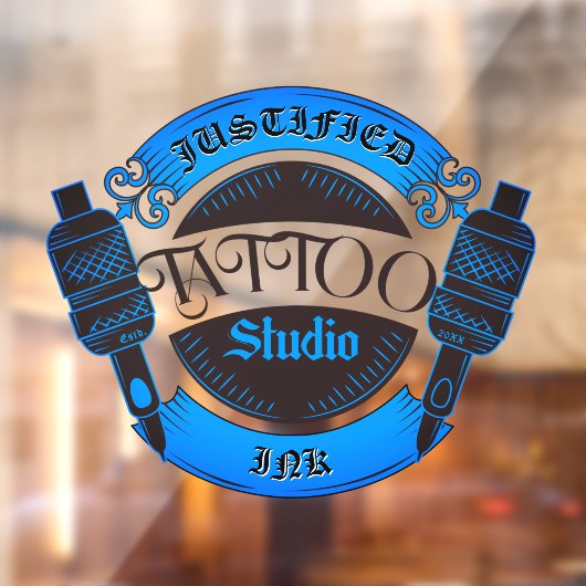 Pas Blue Tattoo Shop Business Front aan Raamsticker (Vel 2)