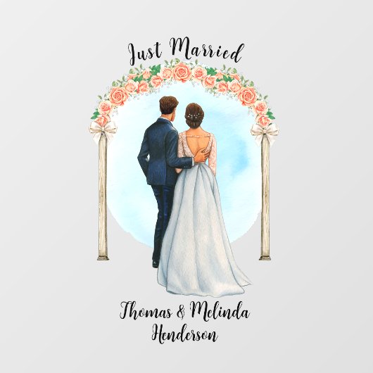 Pas bruid bruidegom Alter Rozen net getrouwde auto Raamsticker (Vel)