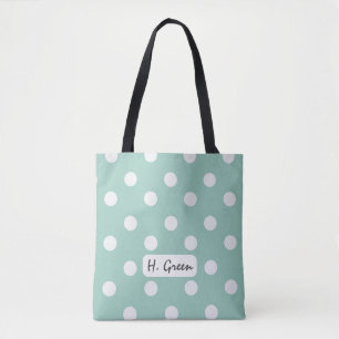 Pas Canvas tas aan - Lichtblauwe polka stippen