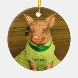 Pas Cute Patti het portret van de Varken in groen  Keramisch Ornament