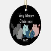 Pas Dated Meowy kerstvun Cats Kittens aan Keramisch Ornament (Rechts)