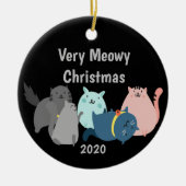 Pas Dated Meowy kerstvun Cats Kittens aan Keramisch Ornament (Voorkant)
