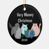 Pas Dated Meowy kerstvun Cats Kittens aan Keramisch Ornament (Links)