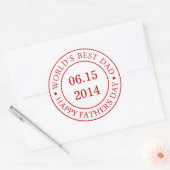 Pas datum aan - Tevreden Vaderdag Ronde Sticker (Envelop)