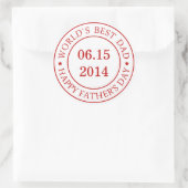 Pas datum aan - Tevreden Vaderdag Ronde Sticker (Tas)