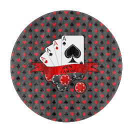 Pas de 4 Aces Red Card-sleuven aan op grijs Snijplank