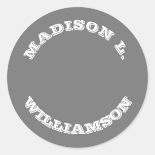 Pas de achternaam van de Naam aan gebogen letters Ronde Sticker