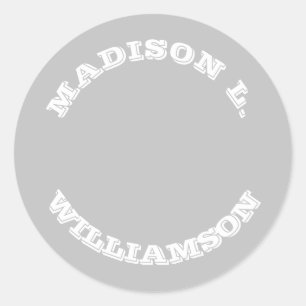 Pas de achternaam van de Naam aan gebogen letters Ronde Sticker
