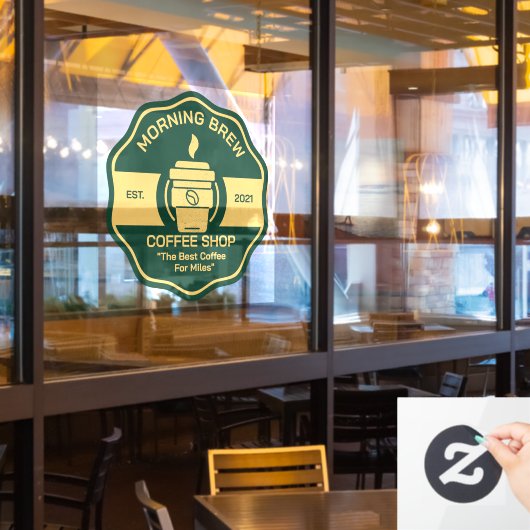 Pas de algemene bedrijfsgevel van de koffiezaak aa raamsticker (Restaurant Raam)