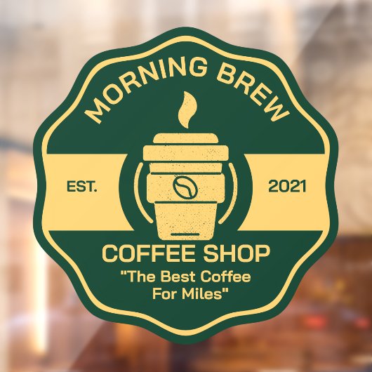 Pas de algemene gevel van een koffiezaak aan raamsticker (Vel 2)