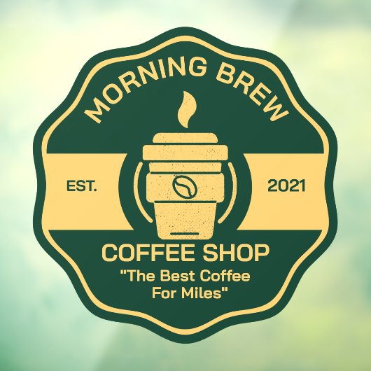 Pas de algemene gevel van een koffiezaak aan raamsticker (Vel 3)