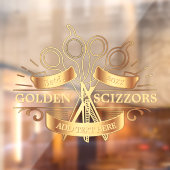 Pas de algemene gouden herenkapper haar salon voor raamsticker (Vel 2)