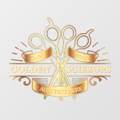 Pas de algemene gouden kapper haar salon voorzijde raamsticker (Vel)