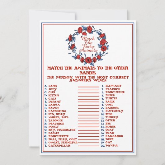 Pas De Baby Dieren Bij Poppy Bloemen Baby Shower  Kaart (Voorkant)