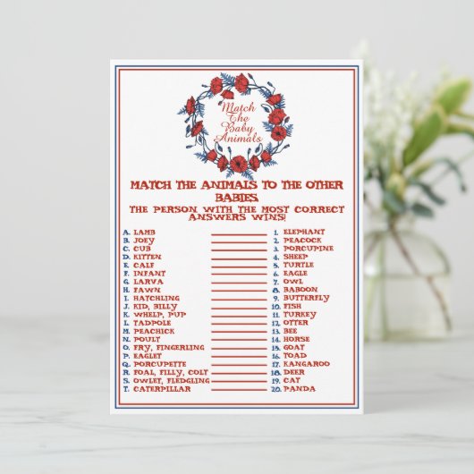 Pas De Baby Dieren Bij Poppy Bloemen Baby Shower  Kaart (Staand voorkant)