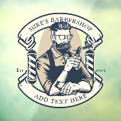Pas de bedrijfsvoorkant van de herenkapper aan raamsticker (Vel 3)