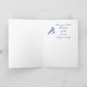 Pas de Blauwe Vlaamse gaai van Kerstmis, de Vogel Feestdagen Kaart (Binnen)