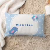 Pas de blauwe witte poka-dot-vogelgriffier aan kussen (Deken)