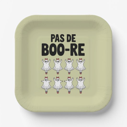 Pas de Boo-re Ballerina Ghost Halloween Spooky Papieren Bordje (Voorkant)