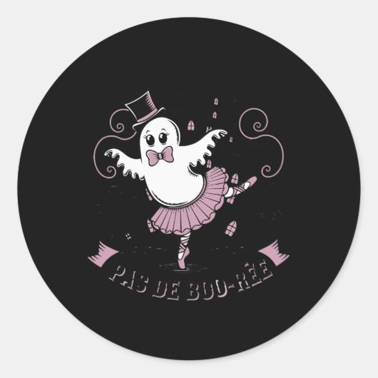 Pas De Boo-rée Balletdanser Spooky Ghost Hallowee Ronde Sticker (Voorkant)