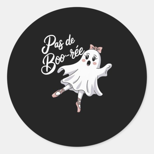 Pas de Boo-rée Funny Ballet Ghosts Halloween Dans Ronde Sticker (Voorkant)