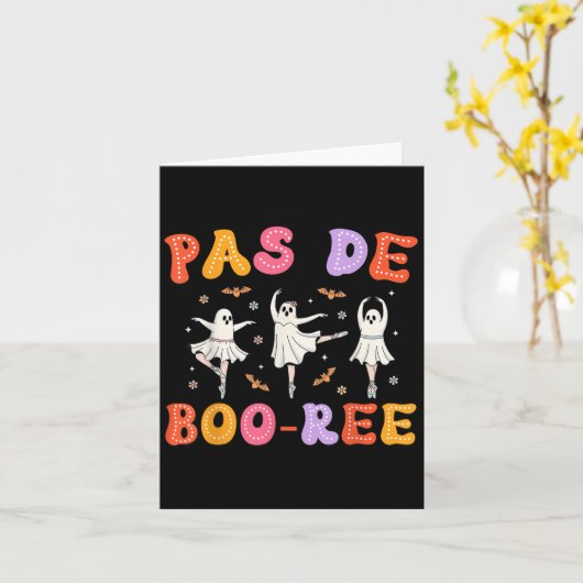 Pas De Boo-rée Ghost Ballet Dancer Halloween Dance Kaart (Gele Bloem)