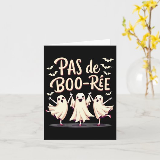 Pas De Boo-rée Ghost Ballet Dancer Halloween Dance Kaart (Gele Bloem)