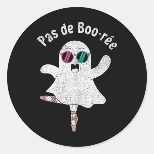 Pas De Boo-rée Schattige Ballerina Ghost Funny Bal Ronde Sticker (Voorkant)