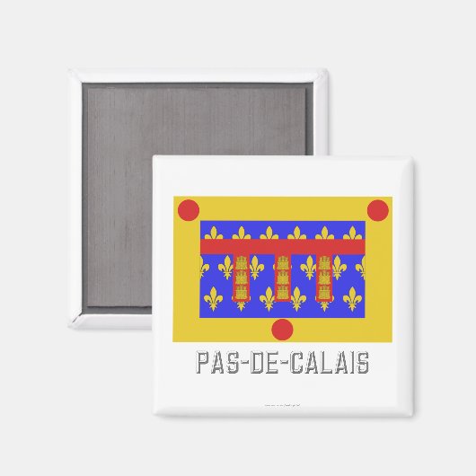 Pas-de-Calais vlag met naam Magneet (Voorkant / Achterkant)