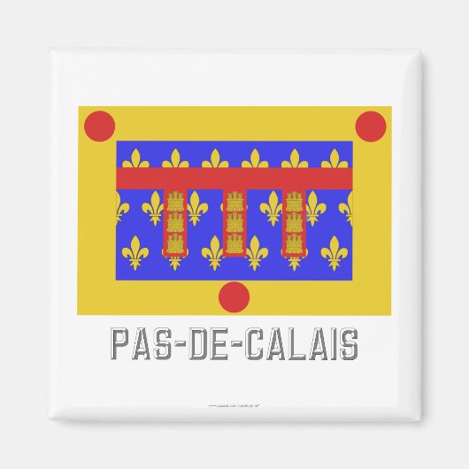 Pas-de-Calais vlag met naam Magneet (Voorkant)