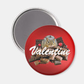 Pas de Dag van de Valentijn Chocolade Chipmunk aan Magneet (Voorkant / Achterkant)