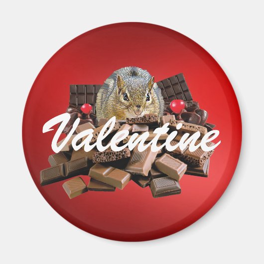 Pas de Dag van de Valentijn Chocolade Chipmunk aan Magneet (Voorkant)