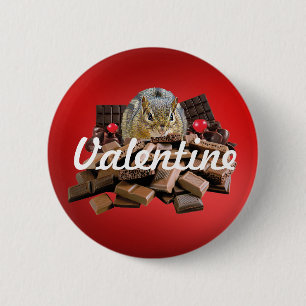 Pas de Dag van de Valentijn Chocolade Chipmunk aan Ronde Button 5,7 Cm