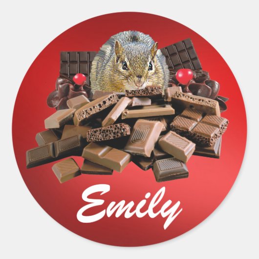 Pas de Dag van de Valentijn Chocolade Chipmunk aan Ronde Sticker (Voorkant)