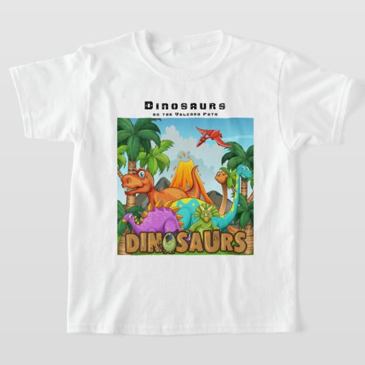 Pas de dinosaurussen aan op het pad van de vulkaan t-shirt (Laagn)
