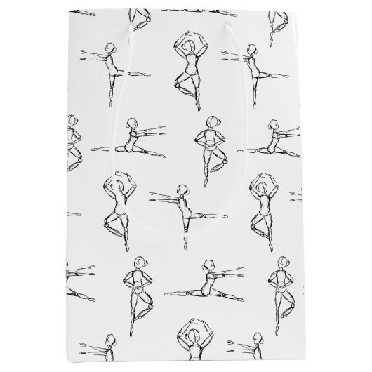 Pas de Doodle Ballerina Ballet Dancer Overweging Medium Cadeauzakje (Voorkant)