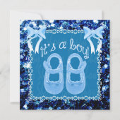 Pas de douche van Baby Boy Blue sparkles Invitatio Kaart (Voorkant)