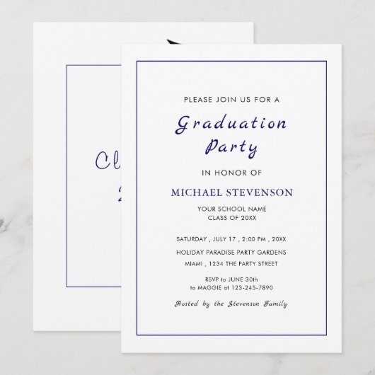 Pas de Eenvoudige Uitnodiging van de Partij van de (Voorkant / Achterkant)