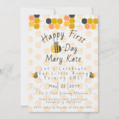 Pas de eerste verjaardag van Honingbijen en bloeme Kaart (Voorkant)