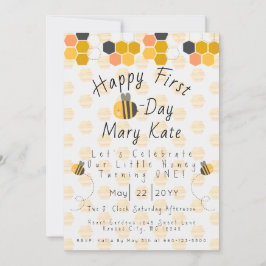 Pas de eerste verjaardag van Honingbijen en bloeme Kaart