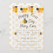 Pas de eerste verjaardag van Honingbijen en bloeme Kaart (Voorkant / Achterkant)