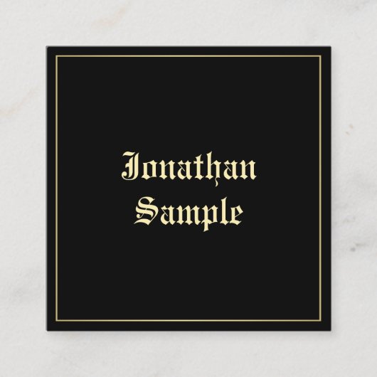 Pas de Elegant Gold Old English Script Sjabloon aa Vierkante Visitekaartje (Voorkant)