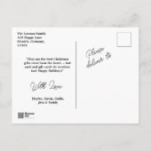 Pas de feestelijke kerst aan briefkaart (Achterkant)