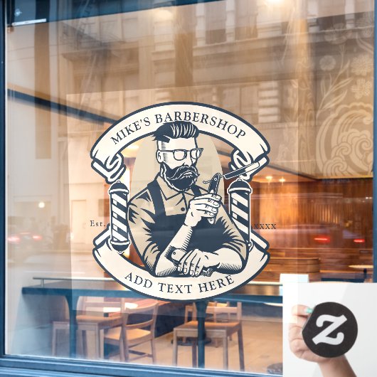 Pas de kapperszaak aan aan de voorkant raamsticker (Cafe Raam)