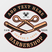 Pas de kapperszaak aan aan de voorkant raamsticker (Vel)