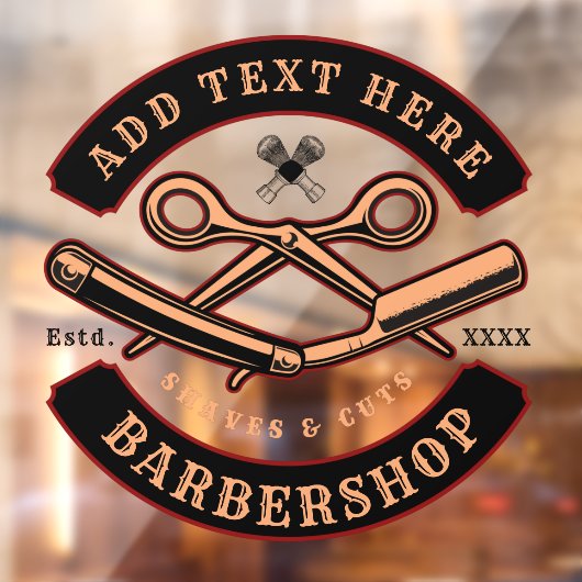 Pas de kapperszaak aan aan de voorkant raamsticker (Vel 2)