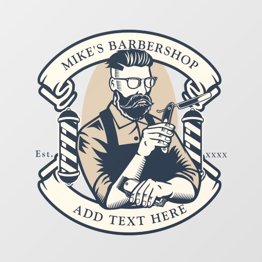 Pas de kapperszaak aan aan de voorkant raamsticker (Vel)