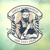 Pas de kapperszaak aan op de voorgrond raamsticker (Vel 3)