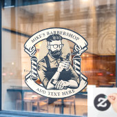 Pas de Kapperszaak Zijkant aan Raamsticker (Cafe Raam)